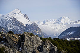 Vue sur le chaînon central dont la pointe de Bellecombe et le mont Giusalet.