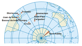Французские Южные и Антарктические Территории на карте мира