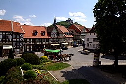 Markstrasse i Wernigerode, bakom stadens berömda rådhus.