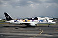 A Mexicana airplane at Mexico City in 2003. Mexico City International Airport used to be the largest hub for Mexicana before it stopped flying in 2010.