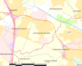 Mapa obce Courcelles-lès-Lens