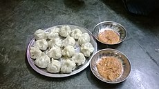 Momos with garlic chutney