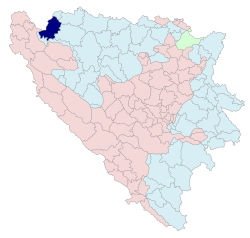 ボスニア・ヘルツェゴビナにおけるノヴィ・グラードの位置の位置図