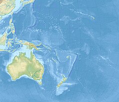 Mapa konturowa Oceanii, po prawej znajduje się punkt z opisem „Aitutaki”