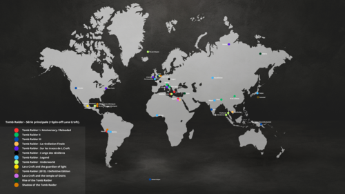 Location des jeux Tomb Raider de la série principale (+ Spin-off Lara Croft)