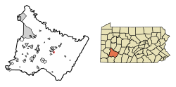 Location of Youngstown in Westmoreland County, Pennsylvania.