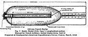 Disegno di una bomba da mortaio americana da 240 mm. Il proietto di IKO e Albrecht era molto simile.