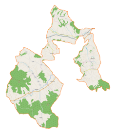 Mapa konturowa gminy wiejskiej Gorlice, na dole nieco na lewo znajduje się punkt z opisem „Bielanka”