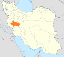 Map of Iran with Lorestan highlighted