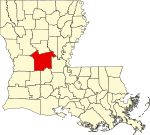 State map highlighting Rapides Parish