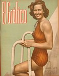 Maria Lenk, die erste Brasilianerin im Schwimmen, auf dem Titelblatt der Februar-Ausgabe 1940 des argentinischen Sportmagazins El Gráfico