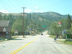 The small community of Rock Creek & the bridge over its namesake creek in the middle of the image.