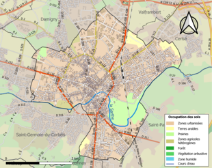 Carte en couleurs présentant l'occupation des sols.