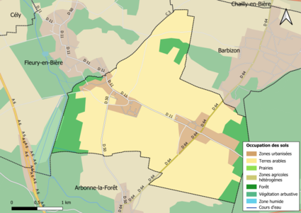 Carte des infrastructures et de l'occupation des sols en 2018 (CLC) de la commune.