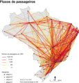 Image 98Passenger flow between the main airports in Brazil (2001). (from Transport in Brazil)