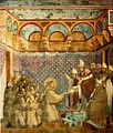 Afresco do século XIV de Giotto di Bondone na Basílica de Assis retratando o encontro de Francisco e Inocêncio, nele, Inocêncio usa o vestuário típico de sua época.