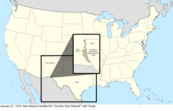 Map of the change to the United States in central North America on January 31, 1913