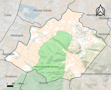 Carte de la ZNIEFF de type 1 sur la commune.