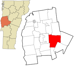 Location in Addison County and the state of Vermont.