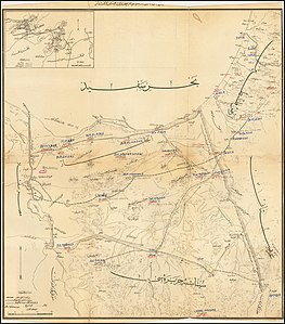 Mapa otomà de la campanya del Sinaí i Palestina. c. 1917