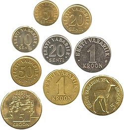 Pièces de monnaie estoniennes.