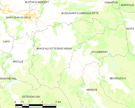 Mapa obce Ahaxe-Alciette-Bascassan