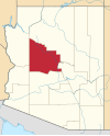 Mapa de Arizona con la ubicación del condado de Yavapai