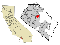 Location in Orange County and the state of کالیفورنیا ایالتی