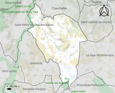 Carte des ZNIEFF de type 1 sur la commune.