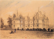 Le château du Lude au XIXe siècle, dessiné par Hubert Clerget.