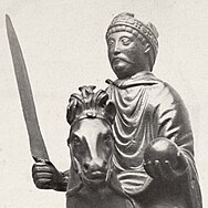 Statue of Charlemagne on a horse, holding a sword