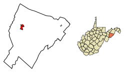 Location of Moorefield in Hardy County, West Virginia.