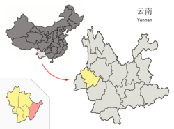 雲南省中の昌寧県の位置