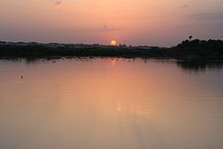 Sunset in the Miguel Esteban lagoon.