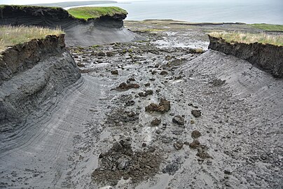 Thawing permafrost in Herschel Island, Canada, 2013