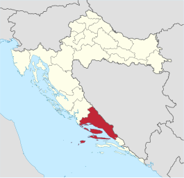 Locatie van provincie Split-Dalmatië in Kroatië