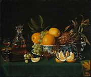 Charles Bird King, Still Life on a Green Table Cloth, 1815