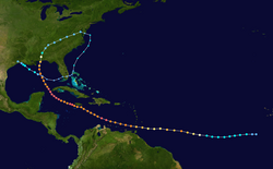 Parcours de l'ouragan Ivan.