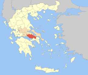 Regionální jednotka Bojótie na mapě Řecka
