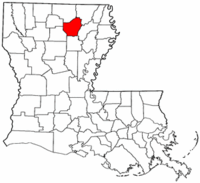 Localização da paróquia no estado de Luisiana