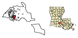 Location of Broussard in Lafayette and St. Martin Parish, Louisiana.