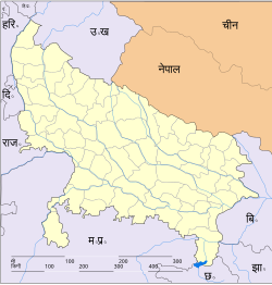 Map of उत्तर प्रदेश with महाराजगंज marked