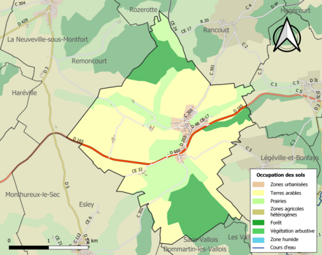 Carte en couleurs présentant l'occupation des sols.