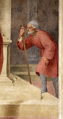 Andrea del sarto, Devozione dei fiorentini alle reliquie di san Filippo, 1510, 08 vecchio, ritratto di andrea della robbia.jpg