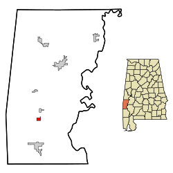 Location in Quận Choctaw, Alabama