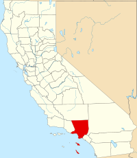 Map of Kalifornija highlighting Los Angeles County