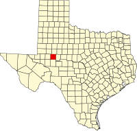 Map of Teksas highlighting Glasscock County