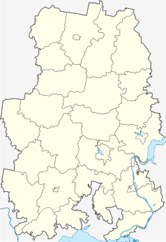 Mapa konturowa Udmurcji, u góry znajduje się punkt z opisem „Głazow”