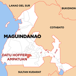 Mapa de Maguindánao del Sur con Datu Hoffer Ampatuan resaltado