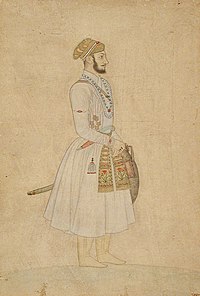 Full-figure painting of a young Bahadur Shah